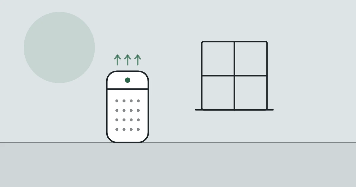 Illustration of an air purifier and a window