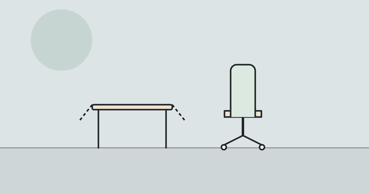 Illustration of a drop-leaf table and an office chair