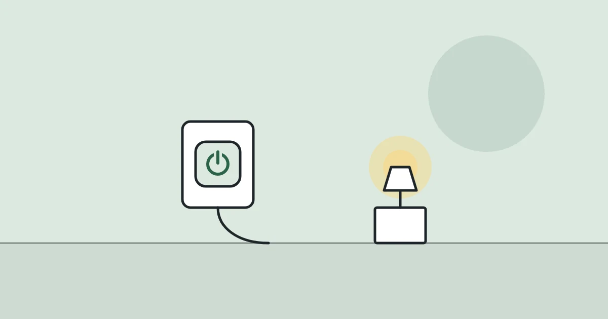 Illustration of a smart plug and a table lamp