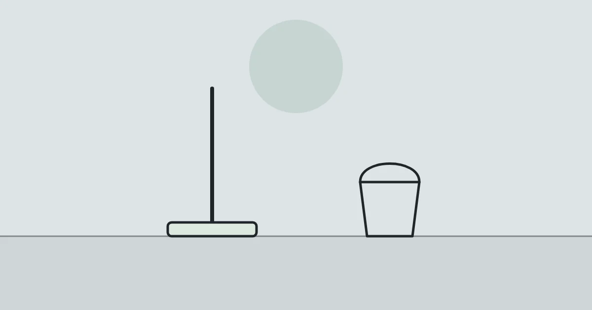 Illustration of a flat mop and a bucket