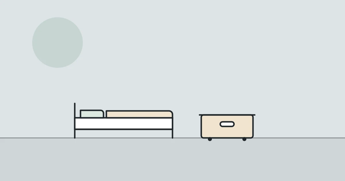 Illustration of a bed and a storage box