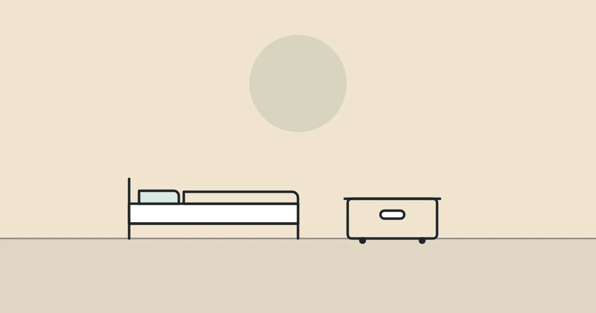 Illustration of a bed and a storage box