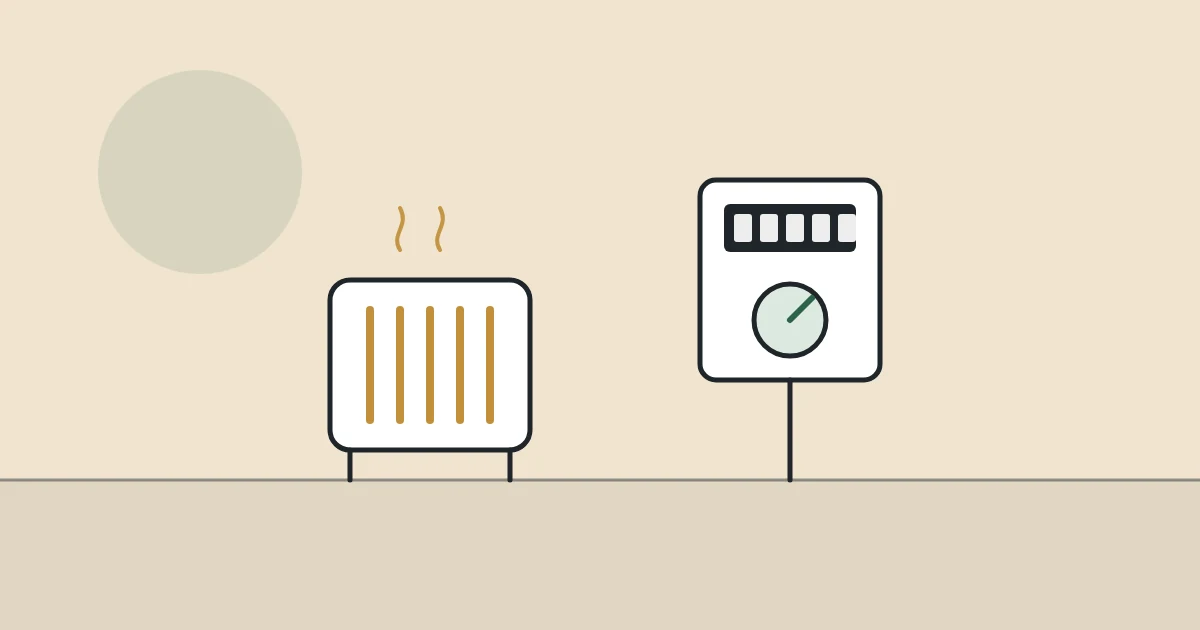 Illustration of a space heater and an electricity meter