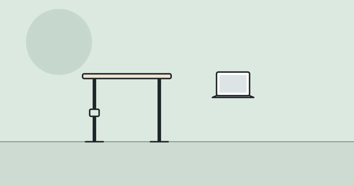 Illustration of a standing desk and a laptop