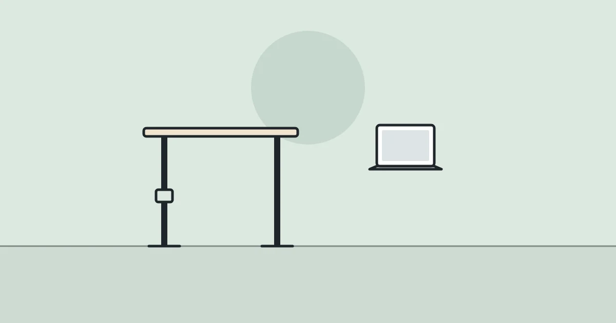 Illustration of a standing desk and a laptop